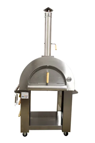 32″ Wood Fired Pizza Oven Stainless Steel with Red Enamel Coating Shield