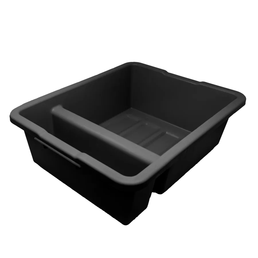 21″ x 17″ x 7″ Polypropylene Black Divided Bus Box / Dish Box
