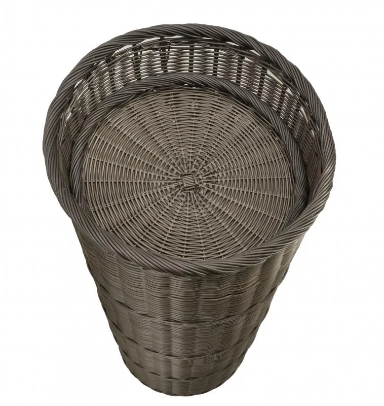 Round Brown Tapered Basket with Round Tray