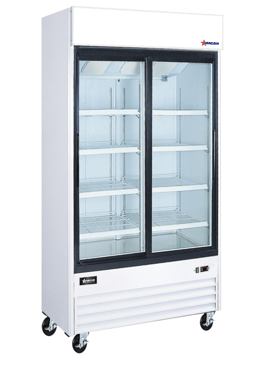 40" White Glass Door Merchandiser Refrigerator, 2 Sliding Doors, 31.5 cu. ft. (892 L) Capacity
