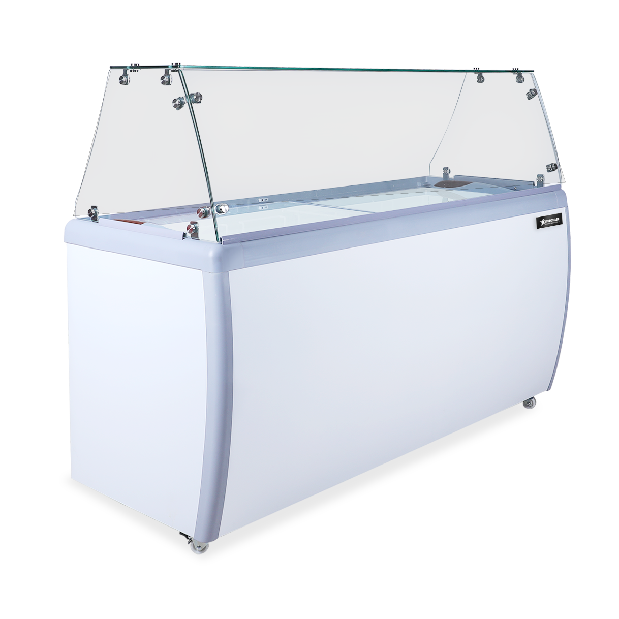 60″ 10+8 Tubs Capacity Ice Cream Dipping Freezer with Flat Sneeze Guard