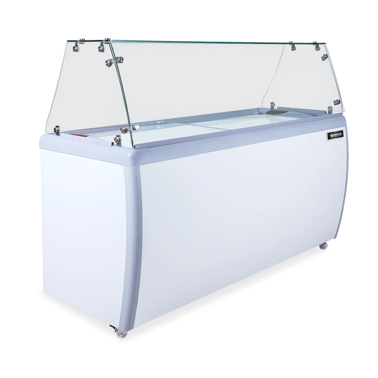 60″ 10+8 Tubs Capacity Ice Cream Dipping Freezer with Flat Sneeze Guard