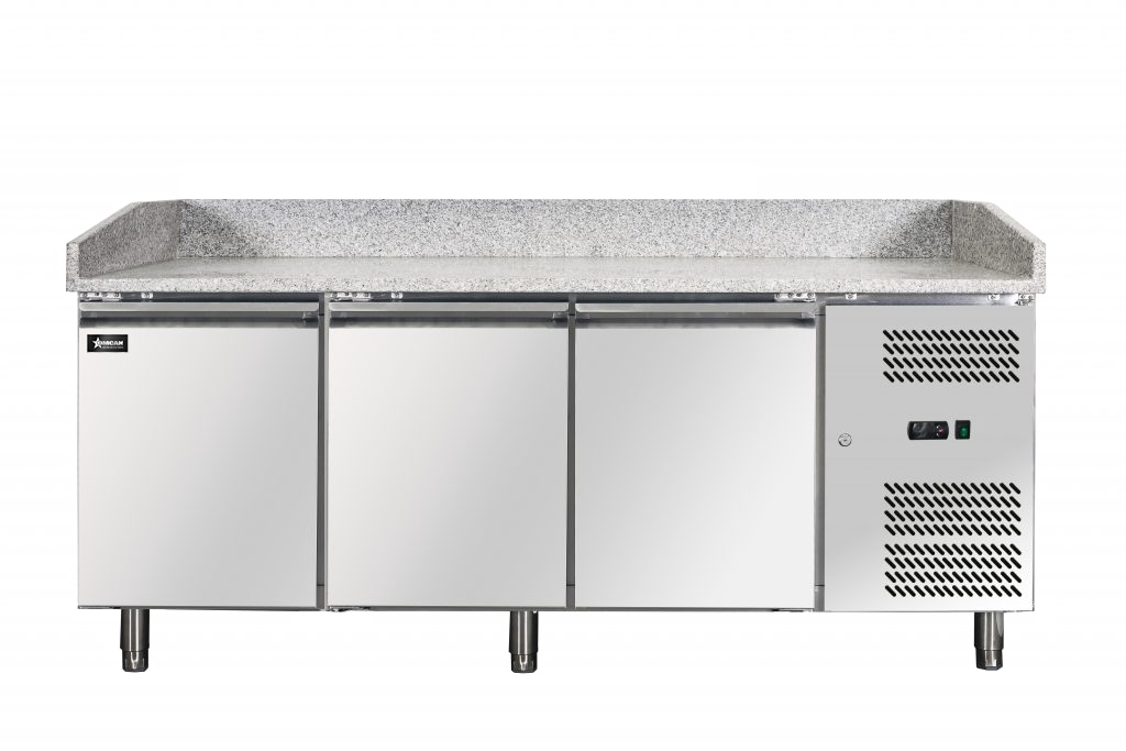 80" Granite Top Refrigerated Pizza Prep Table with 3 doors