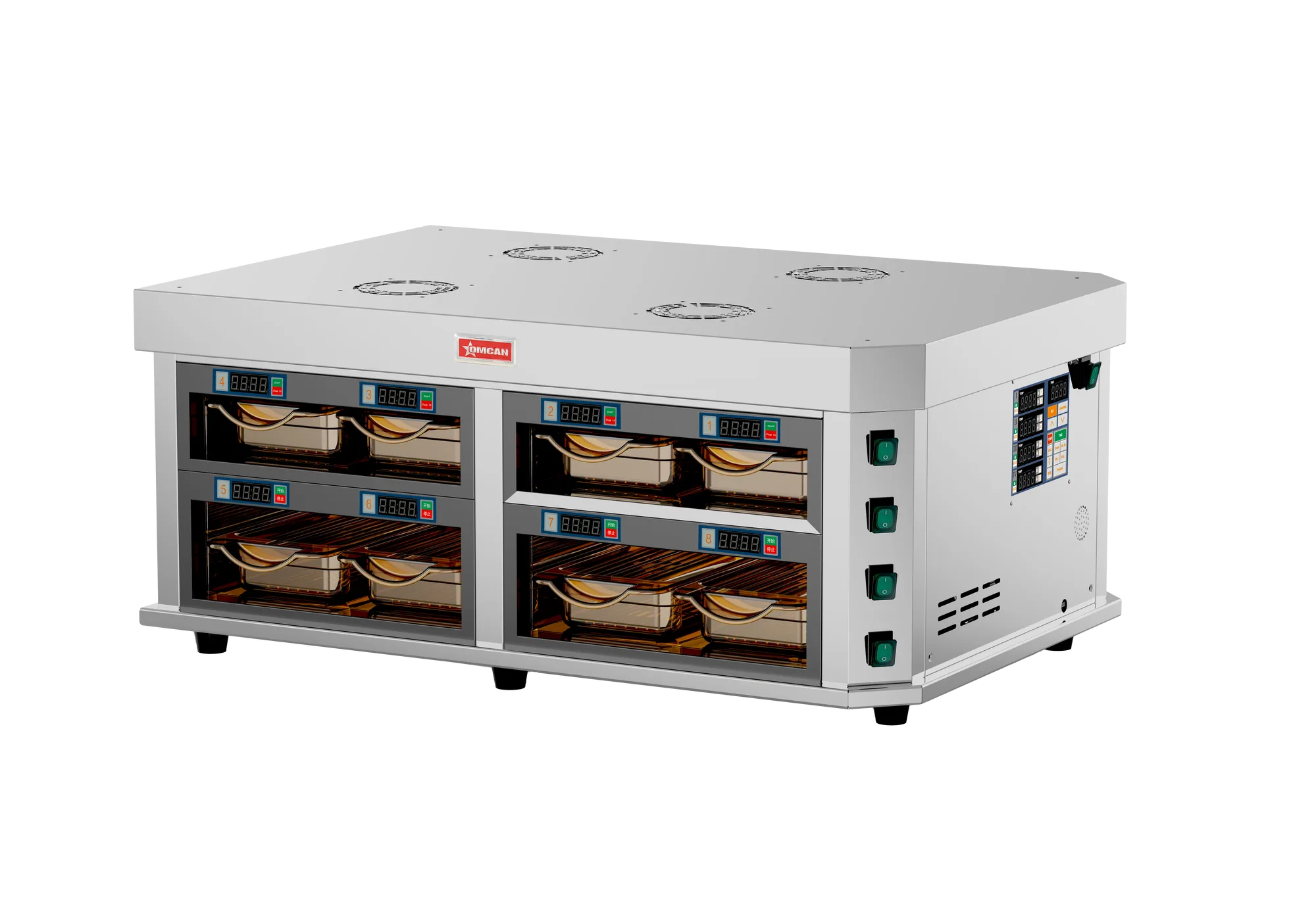 37” Horizontal 4-Channel Countertop Food Warmer - 3400W (4.5 HP), 220V/60Hz/1Ph