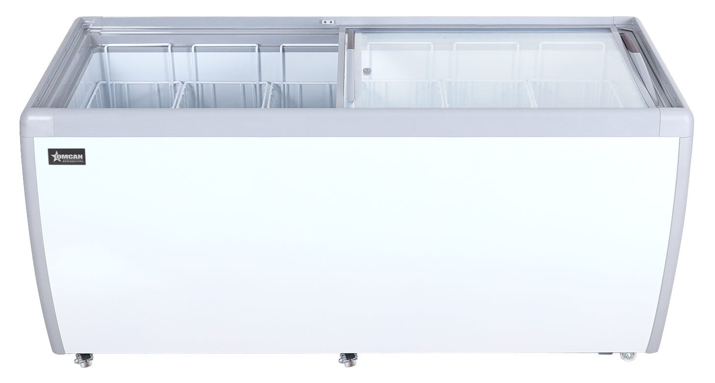 71" Two (2) Door Ice Cream Display Chest Freezer with Flat Glass Top, 20 cu.ft (566 L)