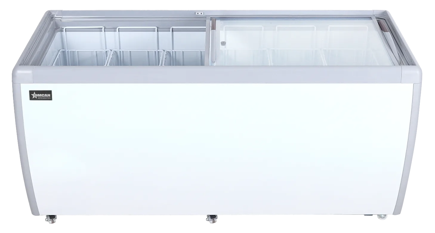 71" Two (2) Door Ice Cream Display Chest Freezer with Flat Glass Top, 20 cu.ft (566 L)