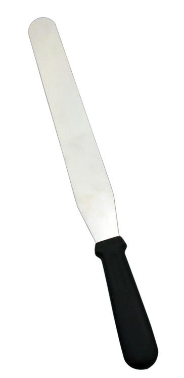 Stainless Steel Straight Baking / Icing Spatula with 7 15/16″ x 1 1/4″ blade and Black Plastic Handle