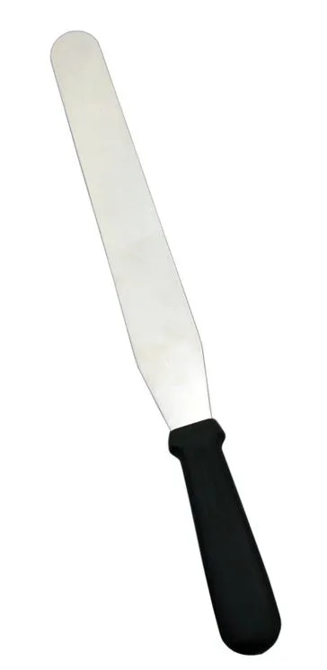 Stainless Steel Straight Baking / Icing Spatula with 7 15/16″ x 1 1/4″ blade and Black Plastic Handle