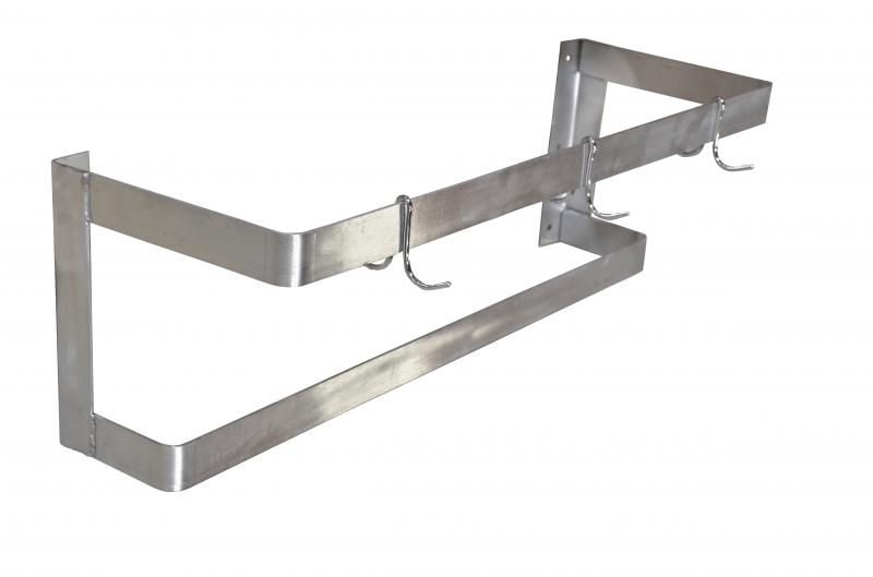 48" Wall-Mounted Pot Rack with 4 pc. Plated Pot Hooks