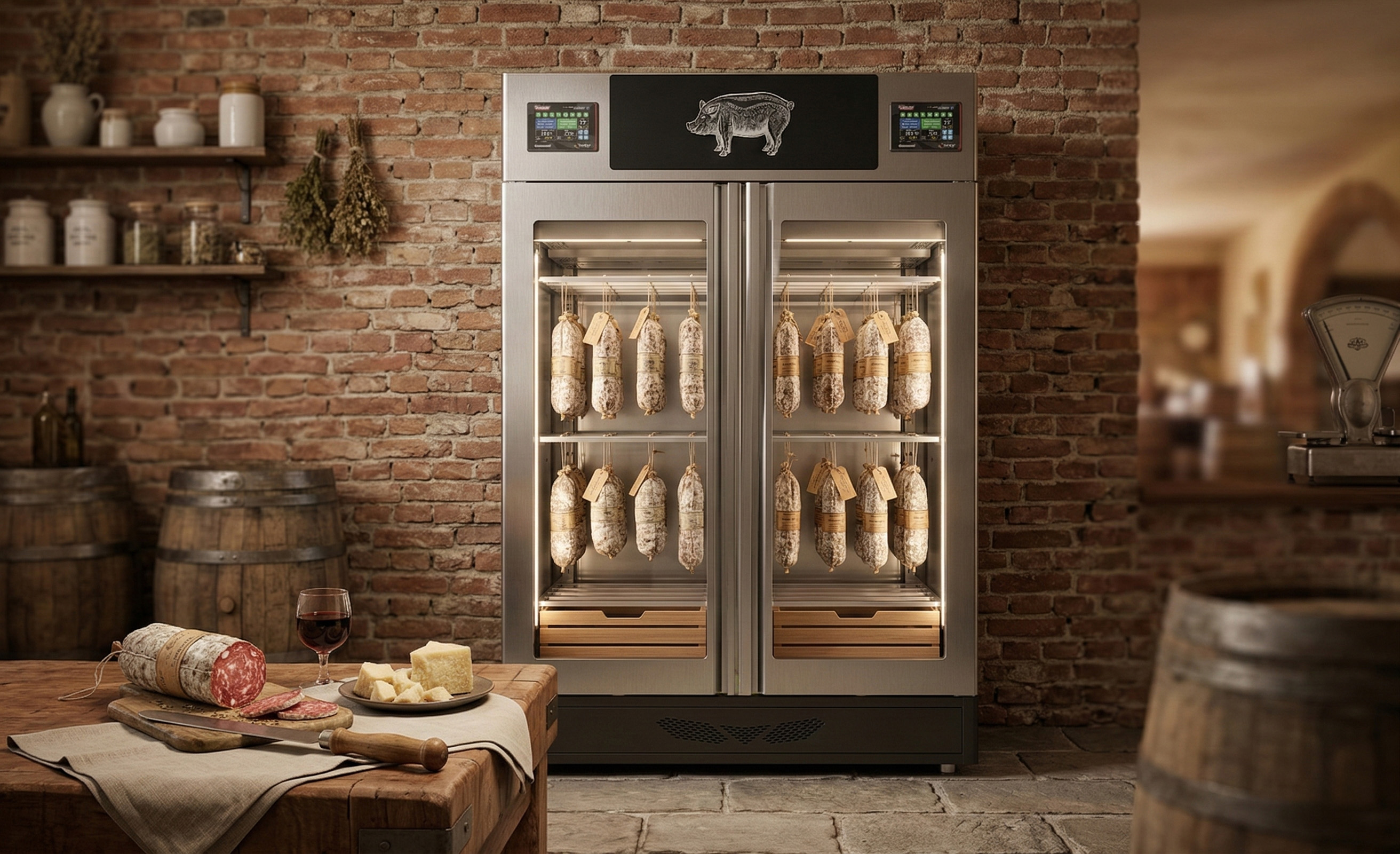 StagionelloEvo® 100 kg + 100 kg Twin Curing Cabinet with ClimaTouch® and Fumotic®