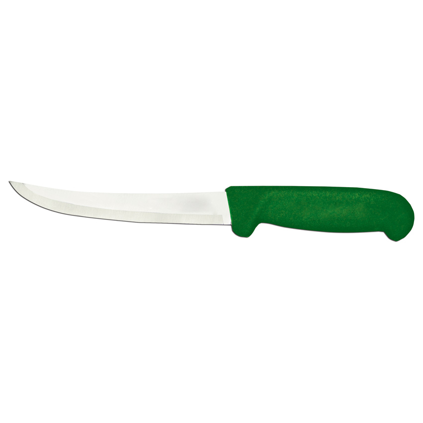 6" Curved Blade Boning Knife with Green Polypropylene Handle