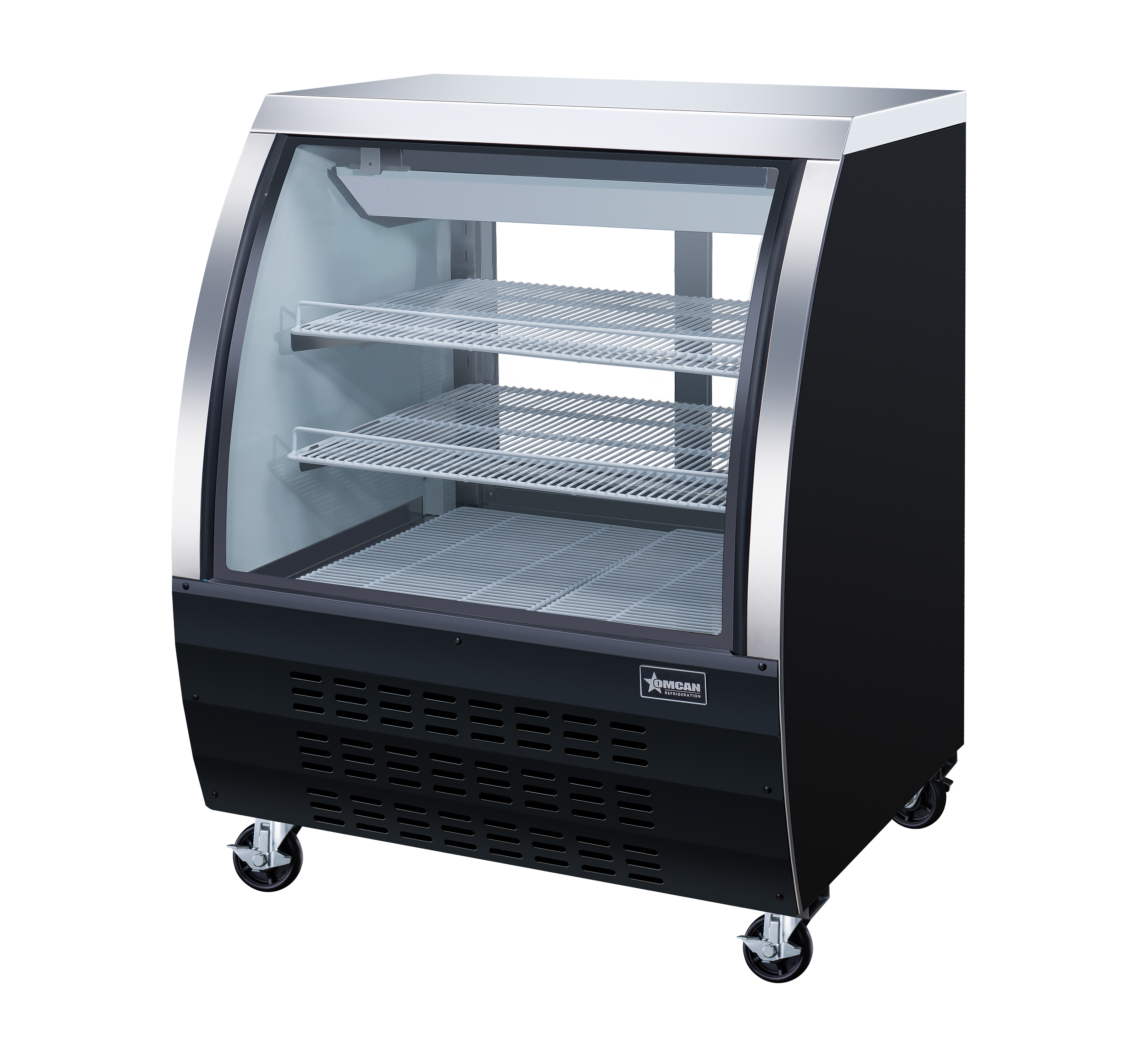 36″ Two (2) Shelf Floor Refrigerated Showcase, 11.6 cu.ft. (328 L), Black