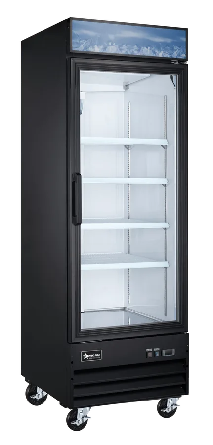 27” One (1) Glass Door Display Freezer, 13 cu.ft. (368L), Black