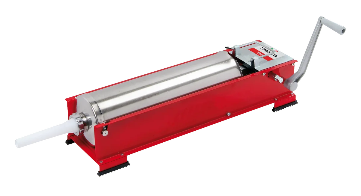 Trento Red Manual Sausage Stuffer with 26lb / 12kg Capacity – 2-Speed Horizontal Direct Drive