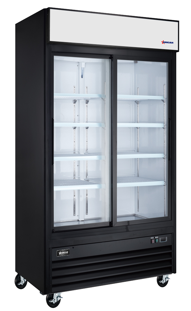 40" Black Glass Door Merchandiser Refrigerator, 2 Sliding Doors, 31.5 cu. ft. (892 L) Capacity