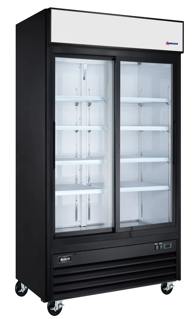 40" Two (2) Sliding Glass Door Display Refrigerator, 31.5 cu.ft. (892 L), Black