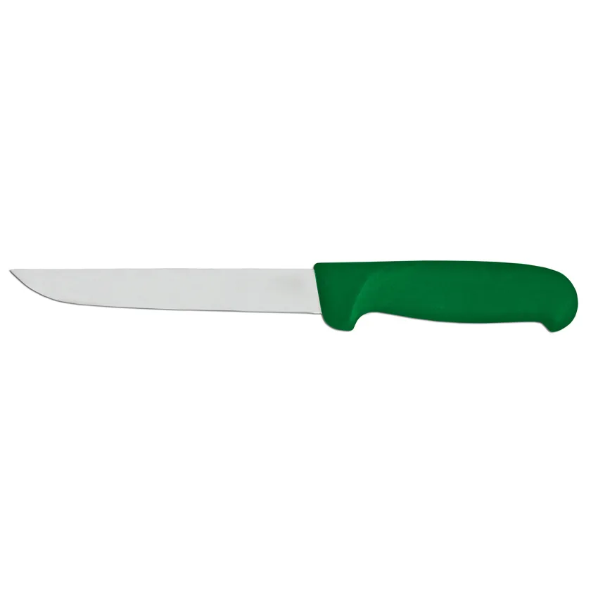 6" Straight Blade Boning Knife with Green Super Fiber Handle