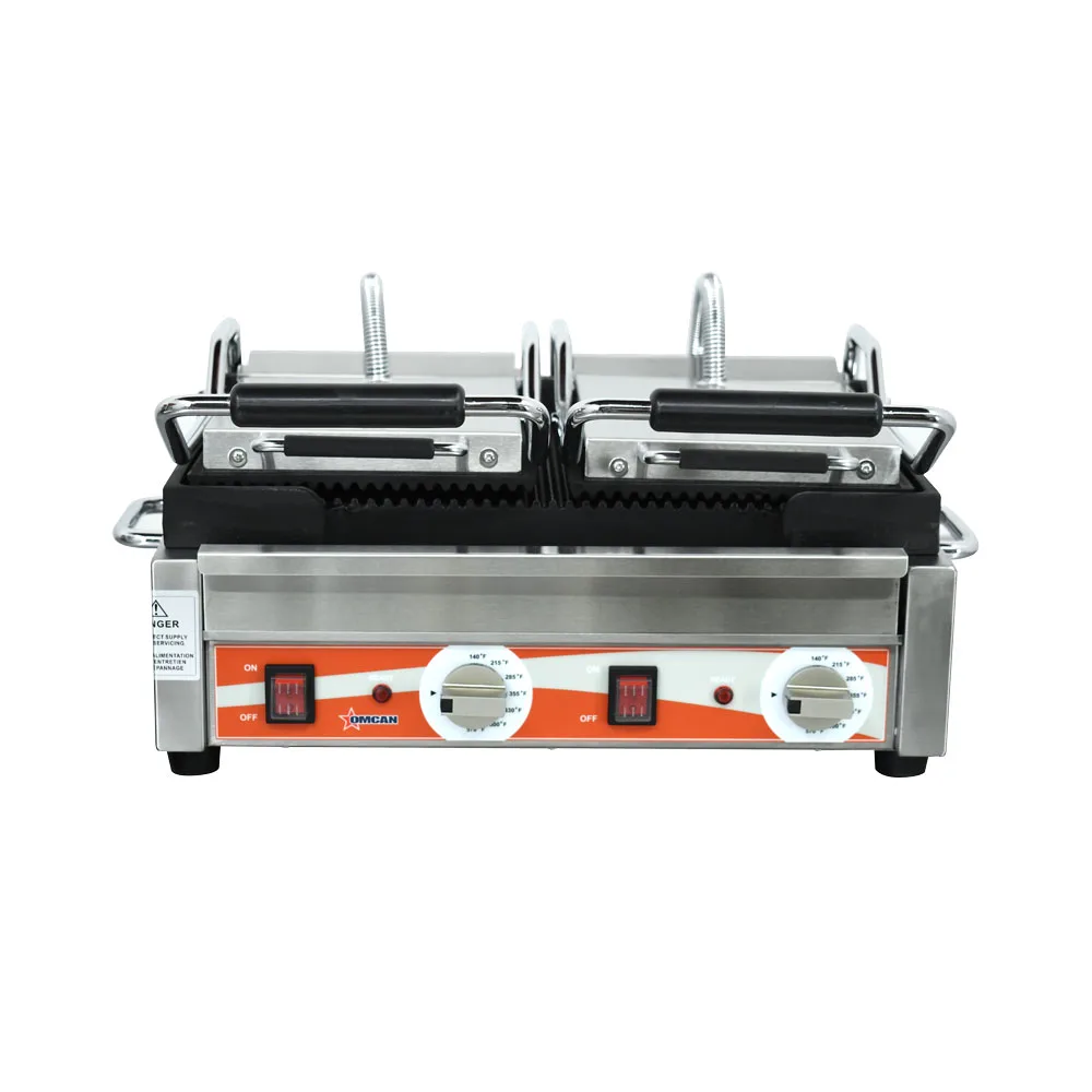 Double Panini Grill with Grooved Plates – 10″ x 18″ Cooking Surface – 220V, 3200W