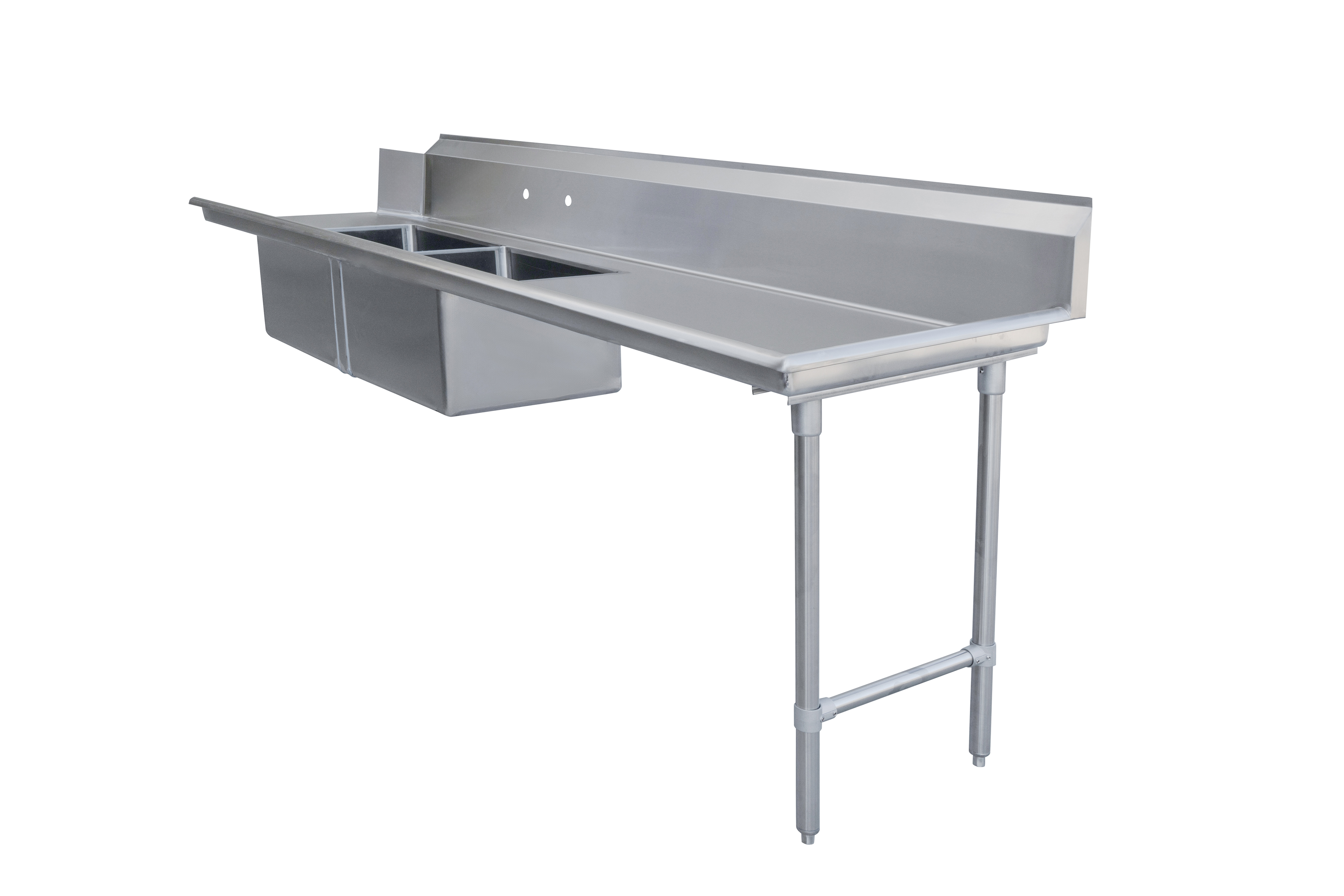 108" Right Side Soiled Dish Table with Two Sinks