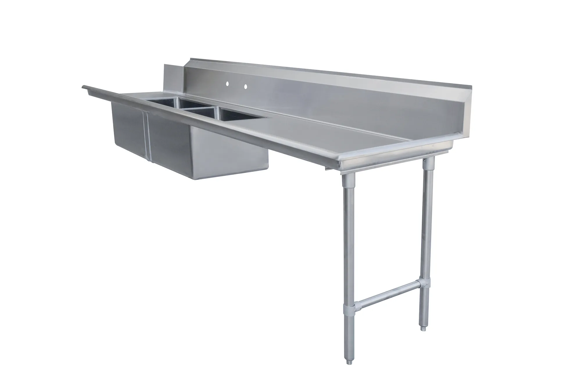 108" Right Side Soiled Dish Table with Two Sinks