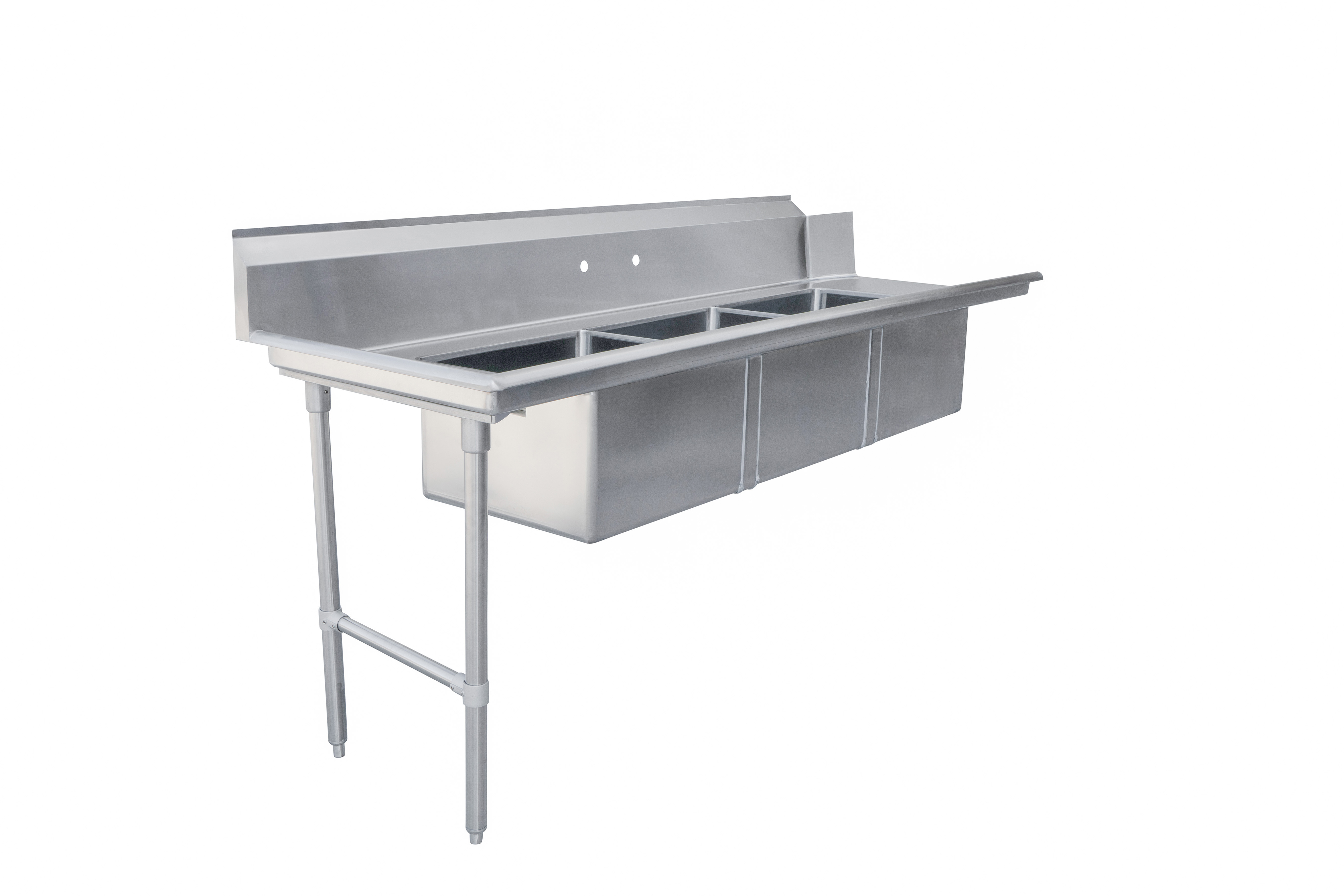 84" Left Side Soiled Dish Table with Three Sinks
