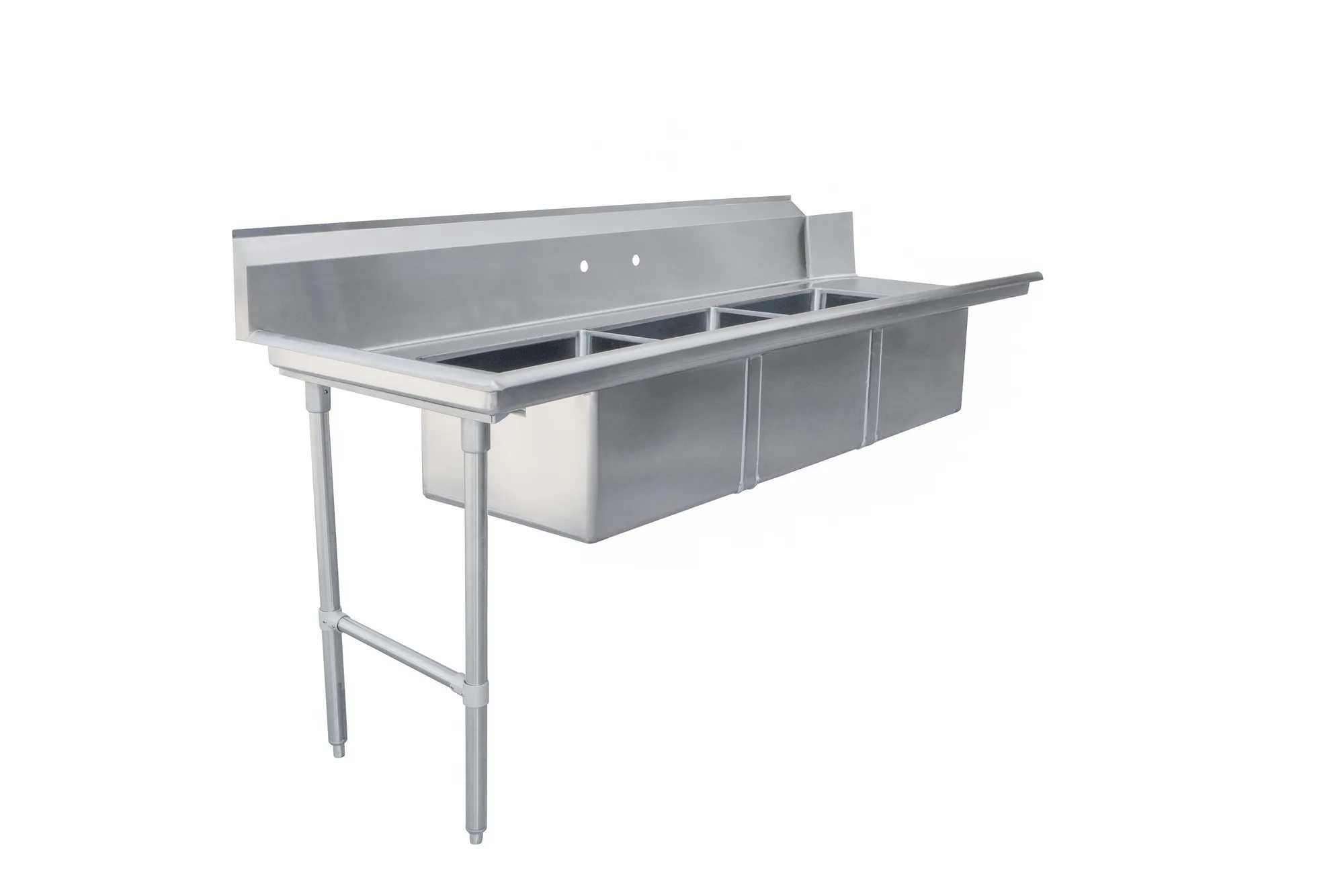84" Left Side Soiled Dish Table with Three Sinks