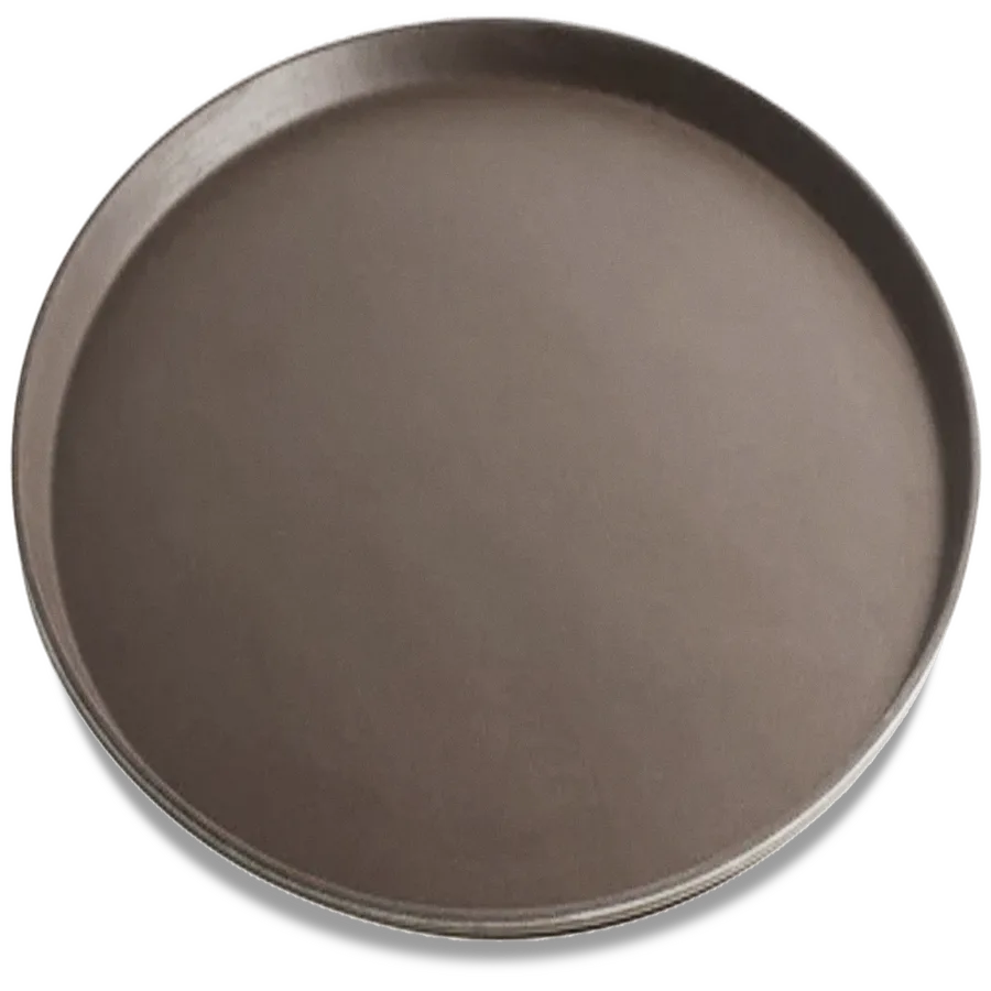 11" Non-slip Brown Round Fiberglass Service Tray