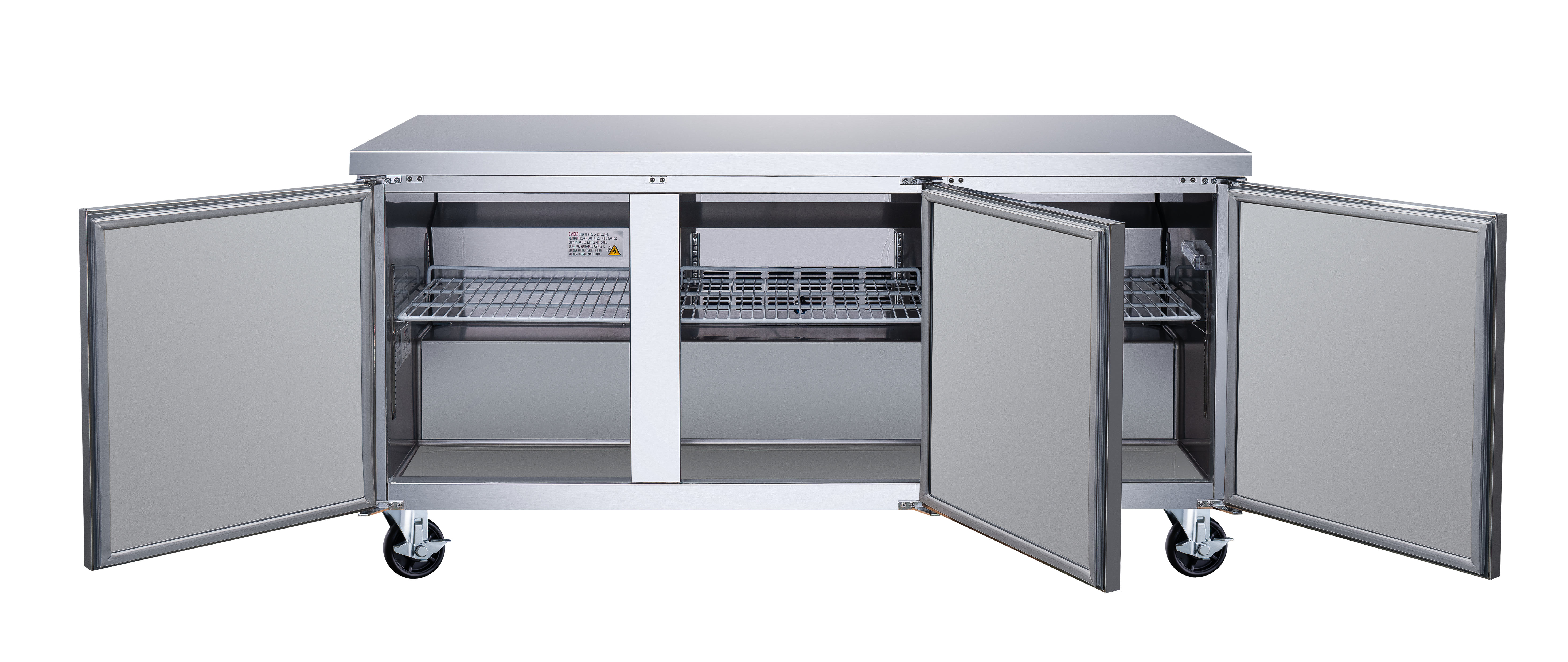 72″ Three (3) Door Undercounter Refrigerator, 15.5 cu.ft. (440 L), Stainless Steel