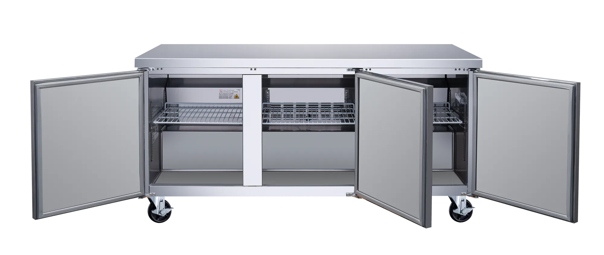 72″ Three (3) Door Undercounter Refrigerator, 15.5 cu.ft. (440 L), Stainless Steel