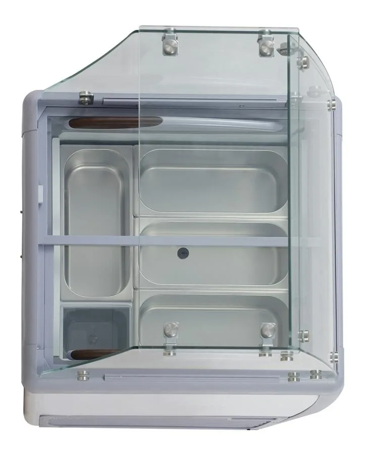 26″ Four (4) Pan Gelato Dipping Cabinet with Flat Sneeze Guard