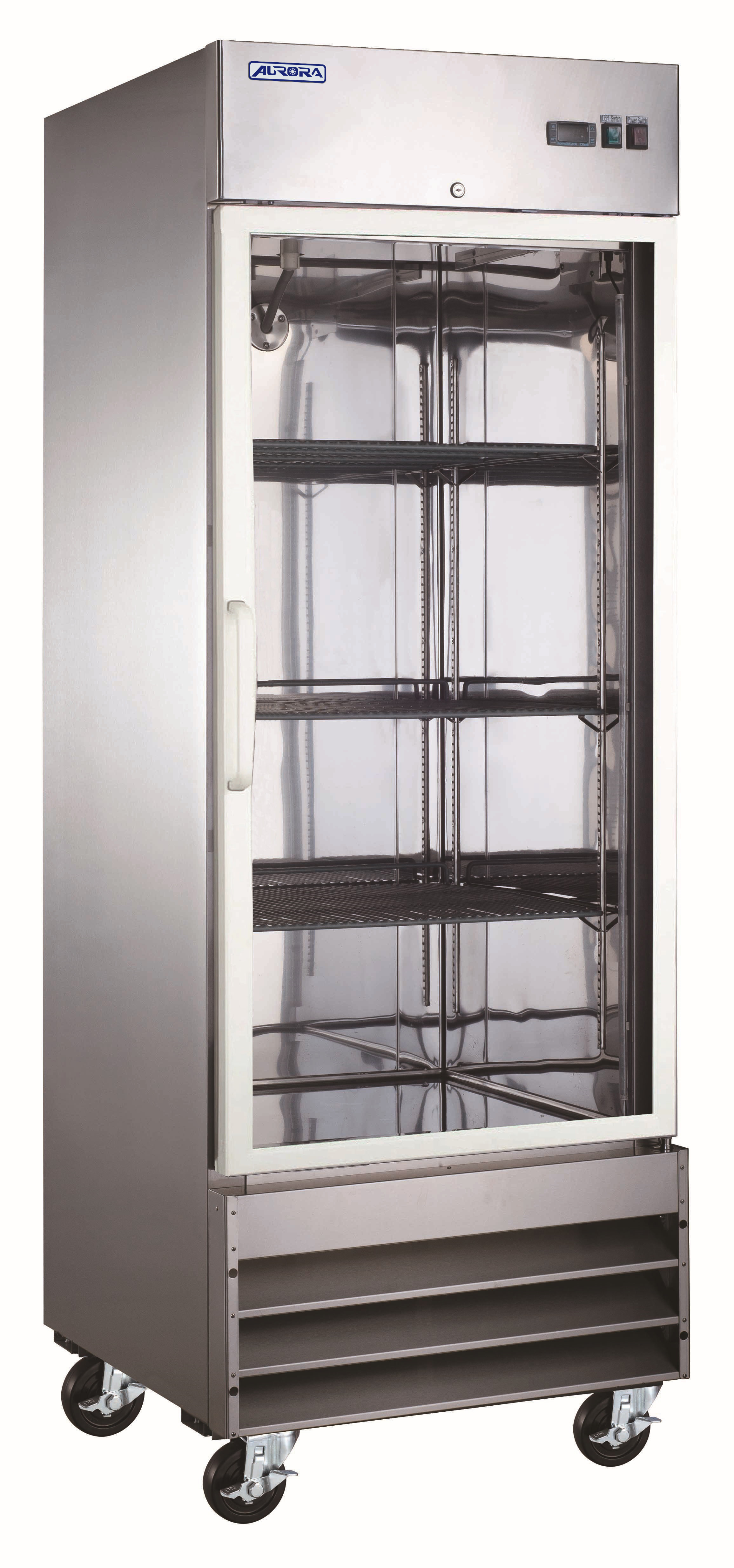 Aurora 29" Reach-In Stainless Steel Refrigerator with Glass Door, 20.6 cuft