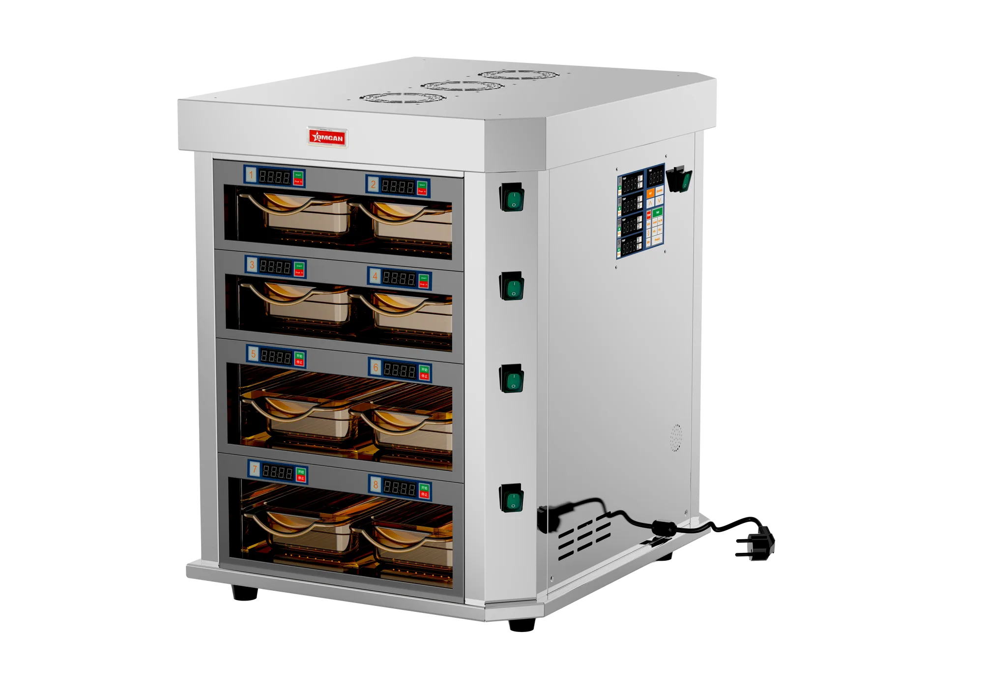 21” Vertical 4-Channel Countertop Food Warmer - 3400W (4.5 HP), 220V/60Hz/1Ph