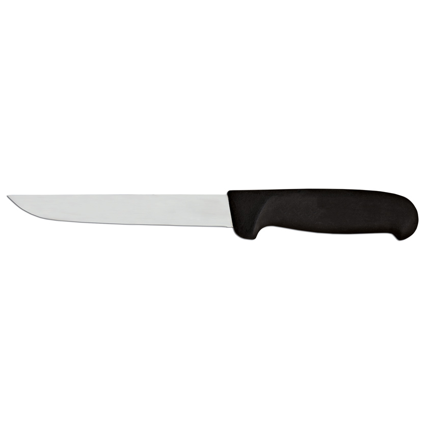 6" Straight Blade Boning Knife with Black Super Fiber Handle