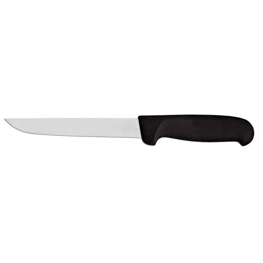 6" Straight Blade Boning Knife with Black Super Fiber Handle