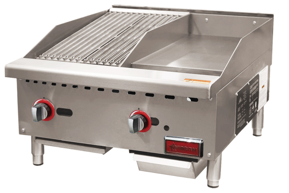 24″ Countertop Gas Combination Charbroiler and Griddle Combo- 65,000 BTU