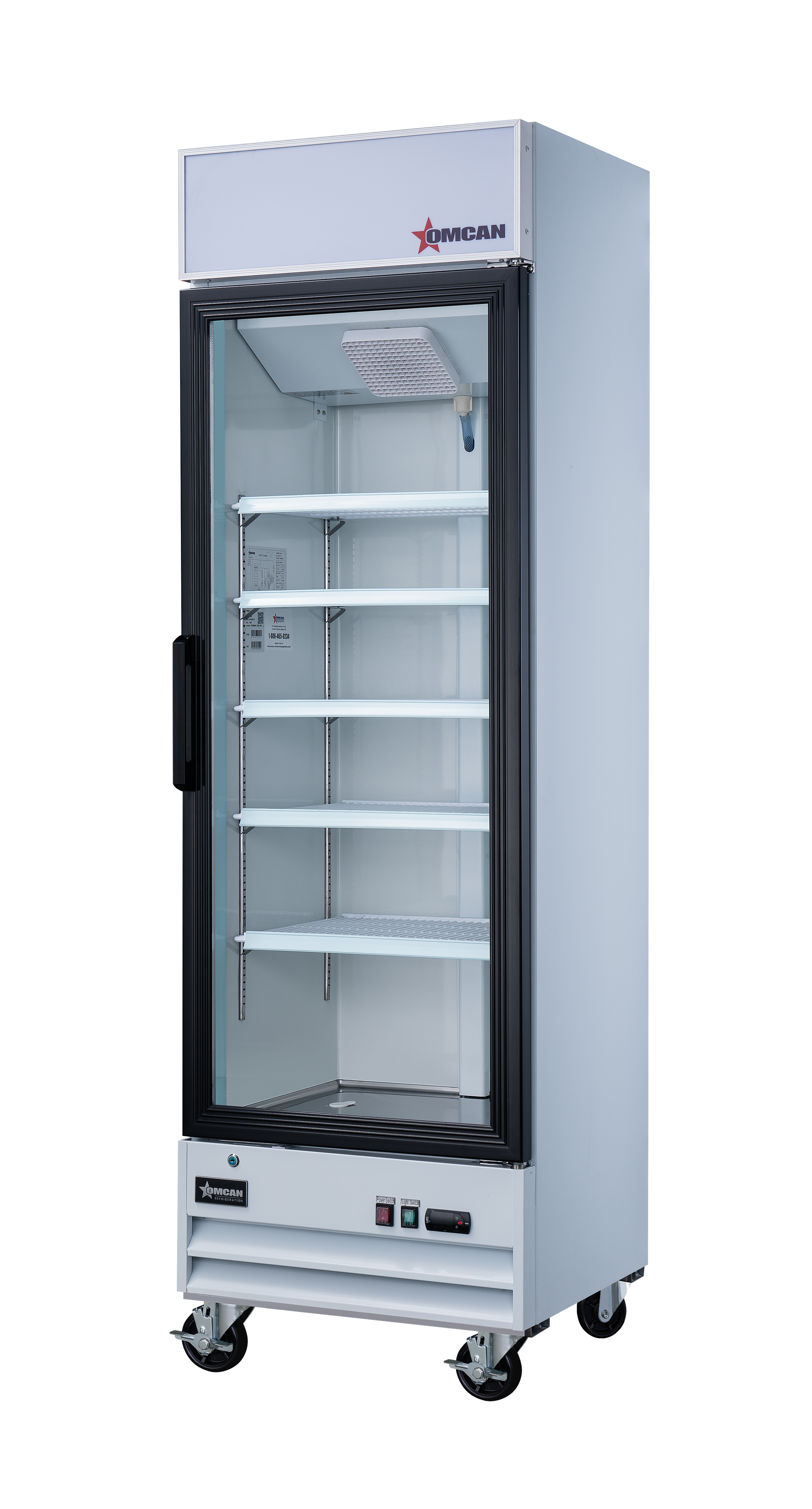 26″ One (1) Glass Door Display Refrigerator with Lightbox, 14 cu.ft. (396 L), White