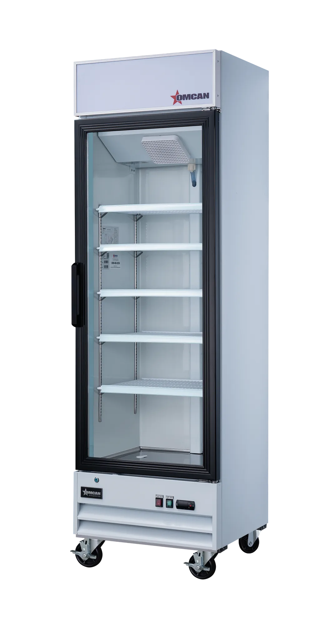 26″ One (1) Glass Door Display Refrigerator with Lightbox, 14 cu.ft. (396 L), White