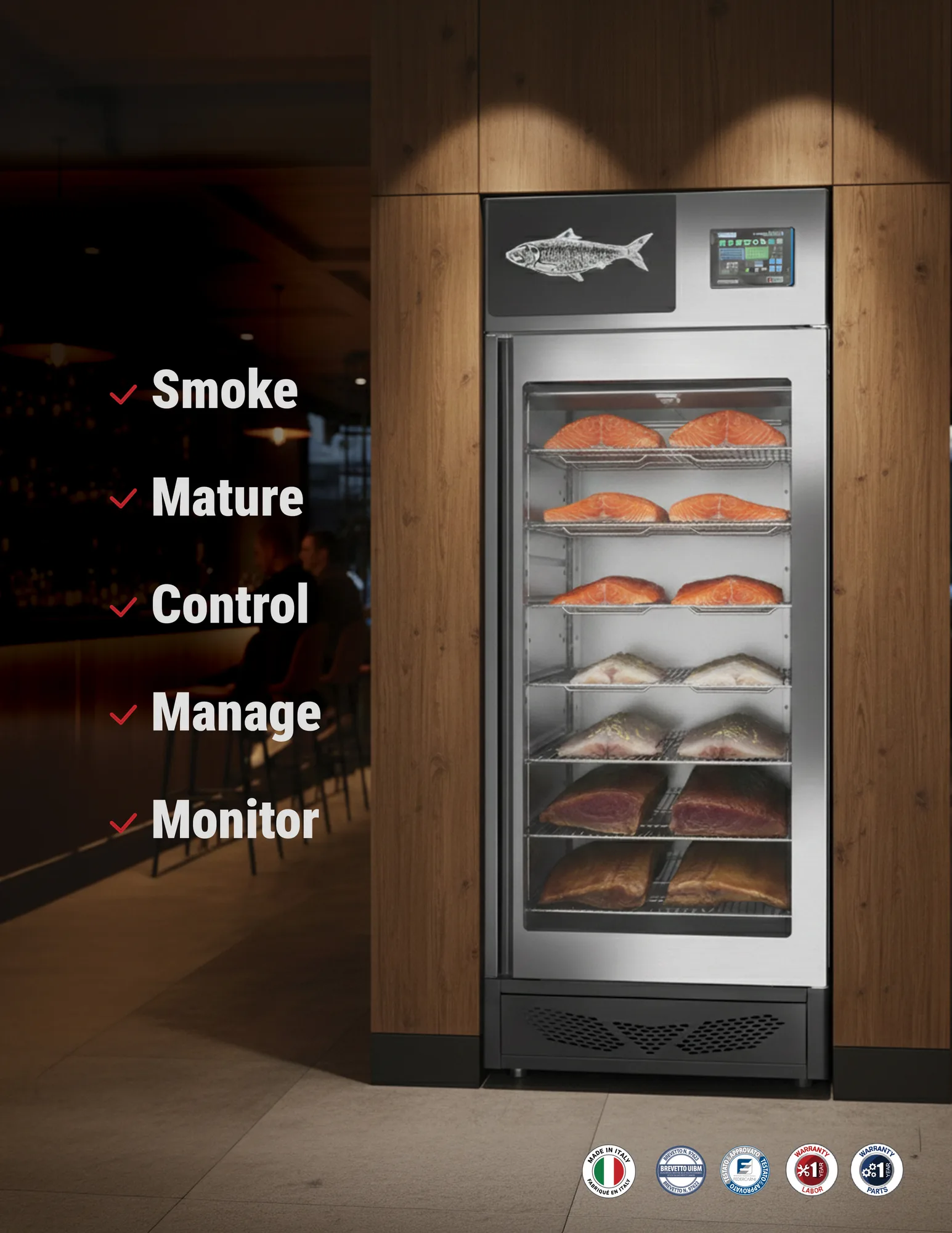 Pesciugatore® Fish Curing Cabinet with 220+220 LB/100+100 KG capacity