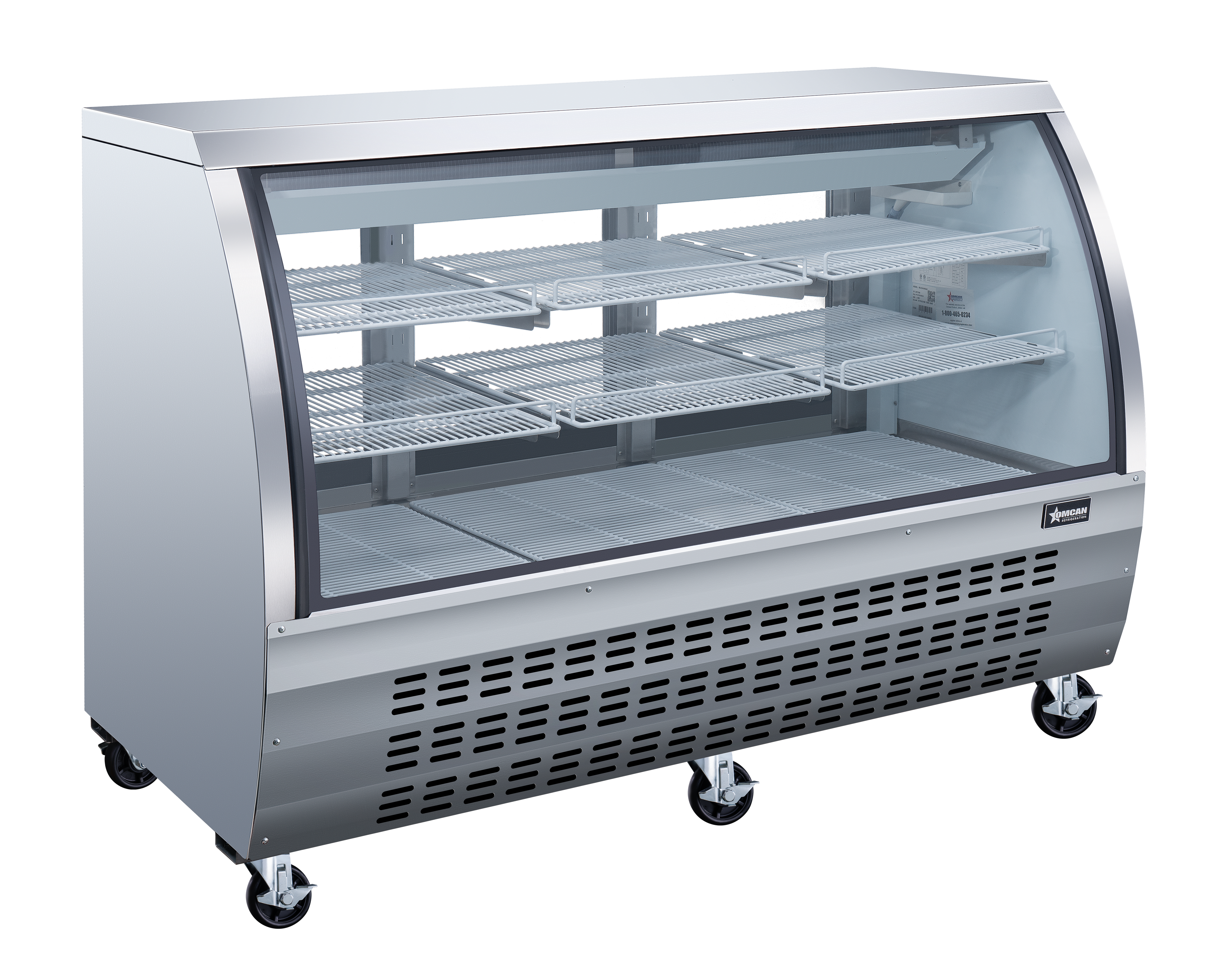 64″ Two (2) Shelf Floor Refrigerated Showcase, 22 cu.ft. (620 L), Stainless Steel