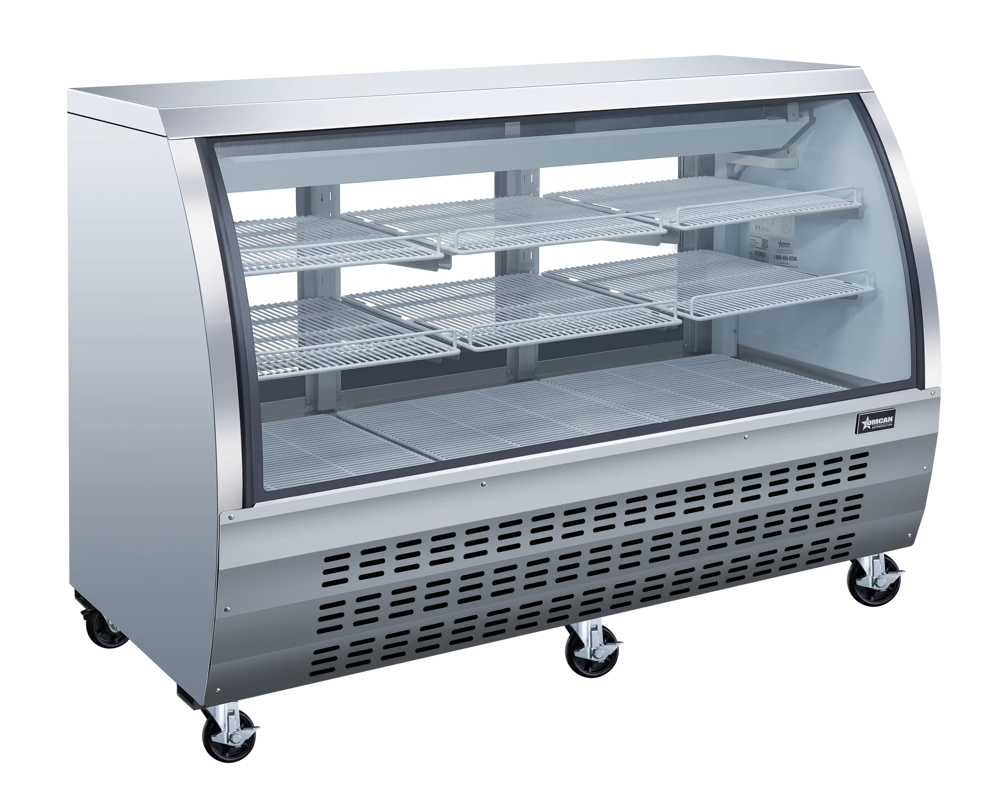64″ Two (2) Shelf Floor Refrigerated Showcase, 22 cu.ft. (620 L), Stainless Steel