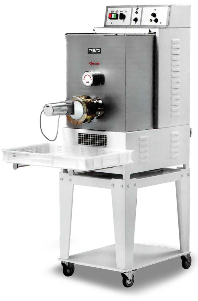 Trento TR110 62 lb/hr (28 kg/hr) Floor Model Pasta Machine with Trolley and Cutting Assembly - 1.5 HP, 220 V, 1 Phase
