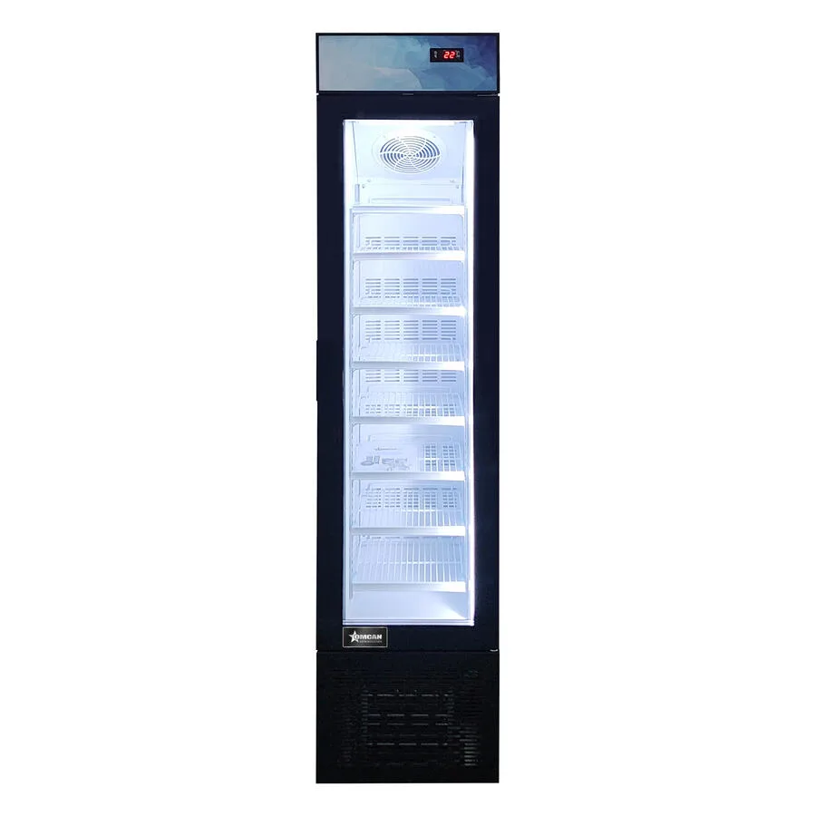 17” Slim One (1) Glass Door Display Freezer with Top Lightbox, 3.7 cu.ft. (105L), Black