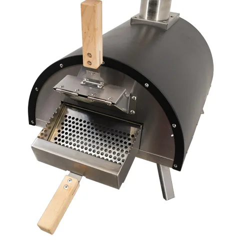Stainless Steel Countertop Wood Fired Pizza Oven with Black Cover