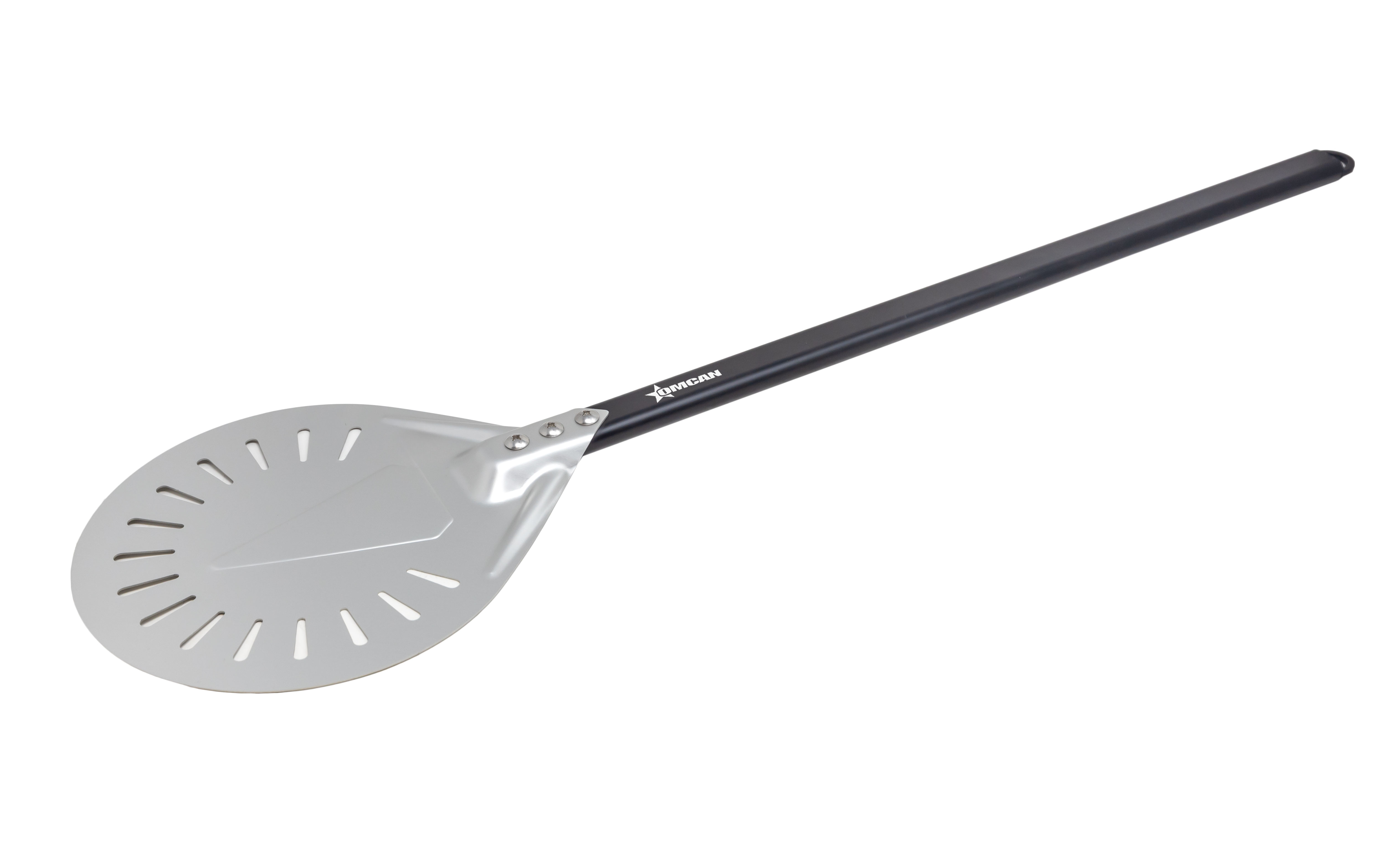 54-5/16” Perforated Aluminum Pizza Peel with 8” Round Blade
