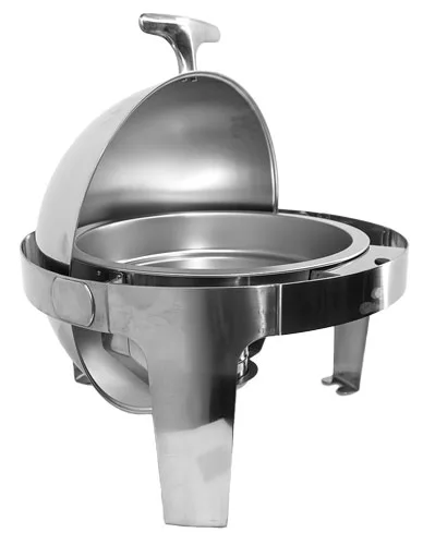 6 qt (5.6 L) Stainless Steel Round Chafing Dish with Roll Top Lid