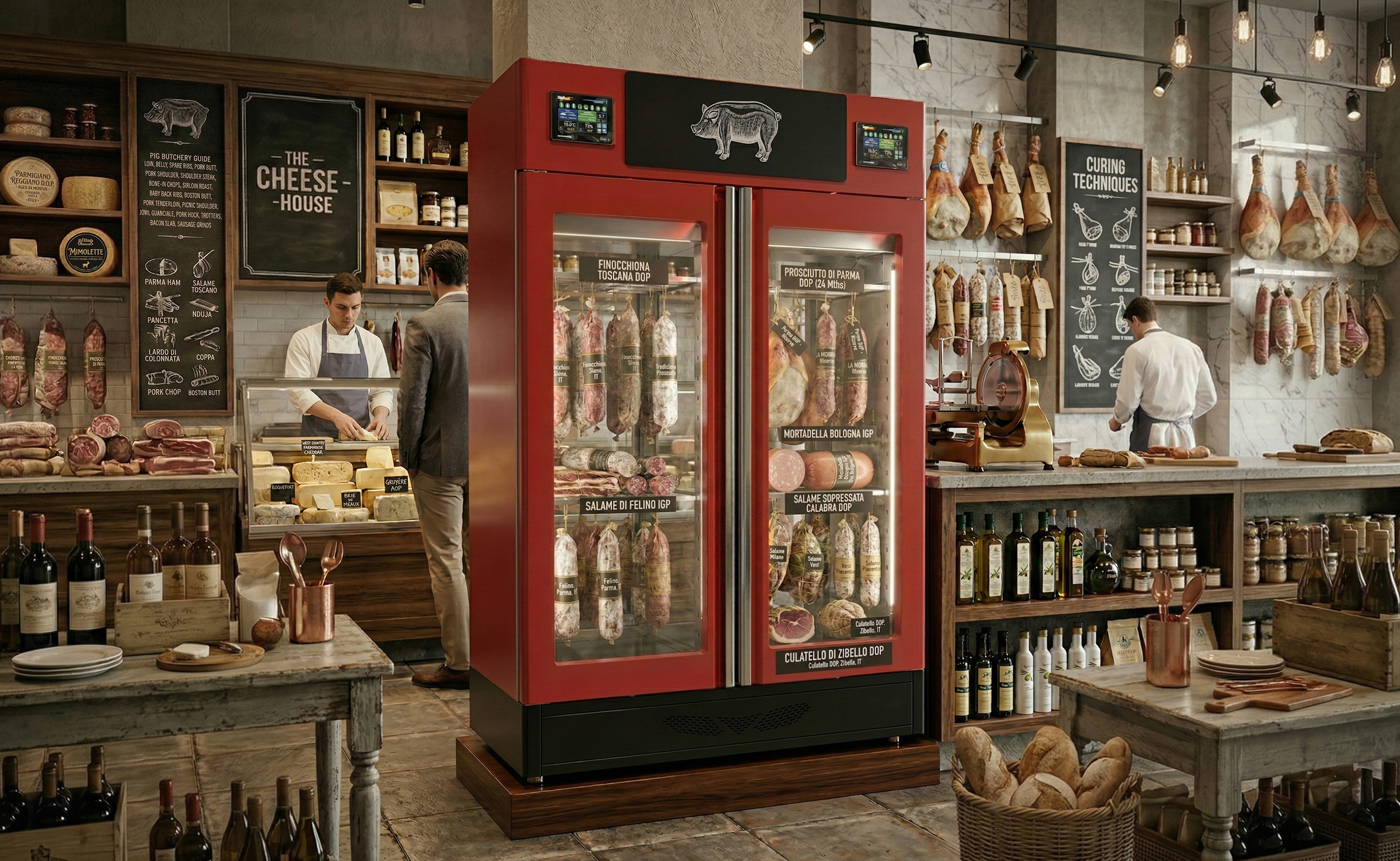 Stagionello® Maturmeat® 100+100 kg Meat Curing and Salami Curing Cabinet Combo with Climatouch®, Fumotic® – Total View