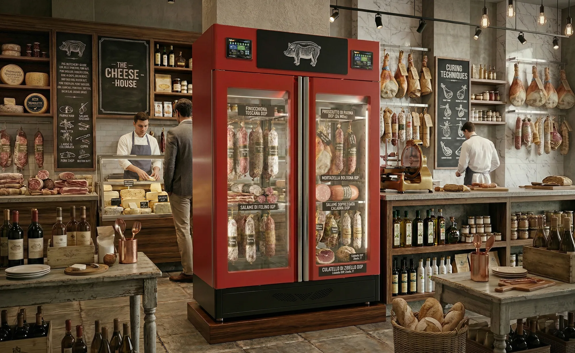 Stagionello® Maturmeat® 100+100 kg Meat Curing and Salami Curing Cabinet Combo with Climatouch®, Fumotic® – Total View