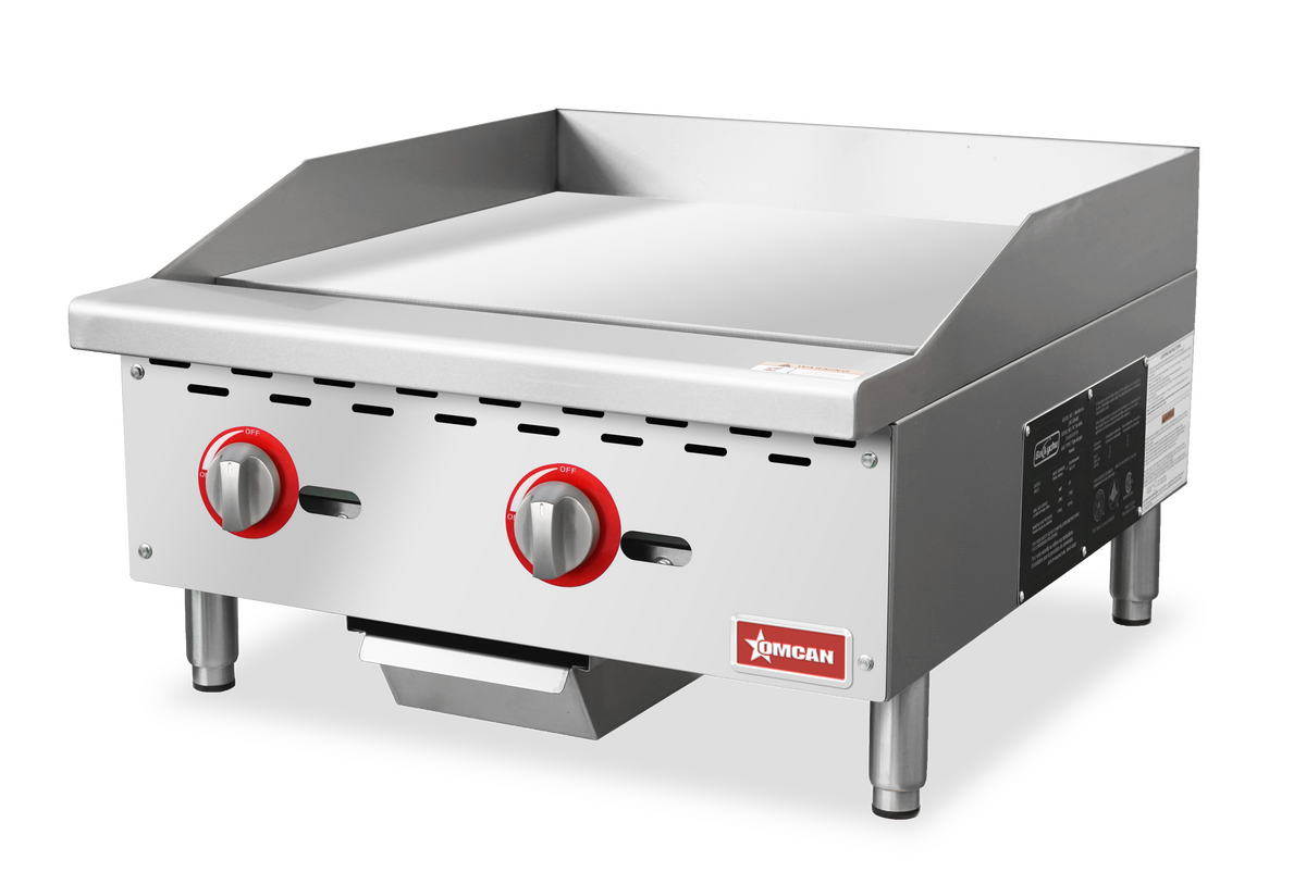 24″ Countertop Gas Griddle 2 Burners with Manual Control, 60,000 BTU