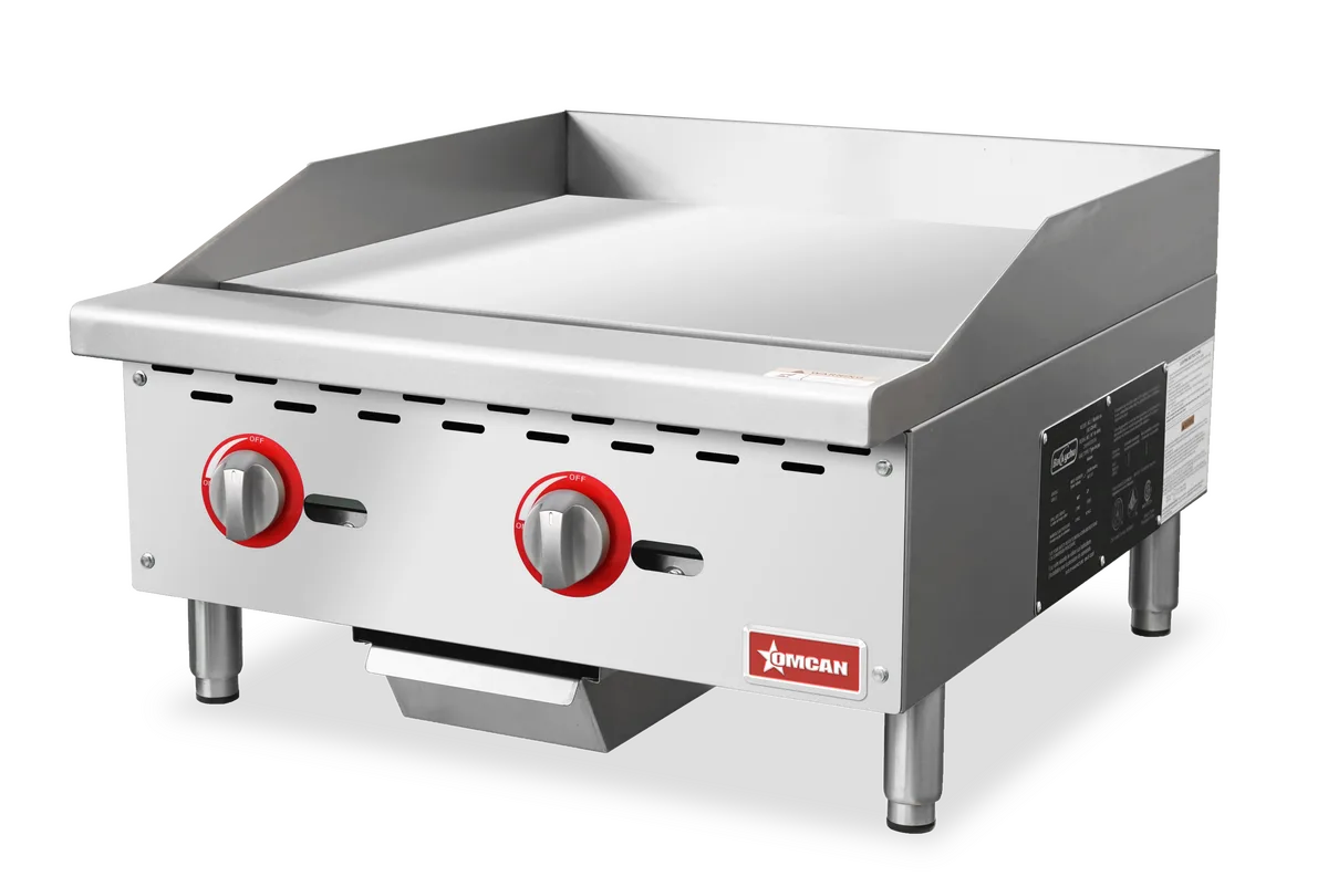 24″ Countertop Gas Griddle 2 Burners with Manual Control, 60,000 BTU