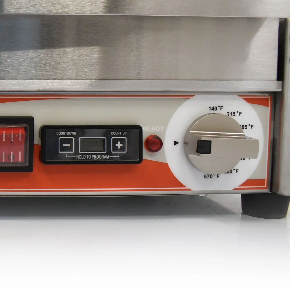 Single Panini Grill with Grooved Plates and Timer – 12″ x 15″ Cooking Surface – 120V, 1800W